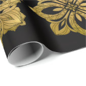 Elegant Black and Gold Ornate Christmas Wrapping P Cadeaupapier (Rol Hoek)