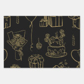Elegant Black and Gold Party Inpakpapier Vel (Voorkant 2)