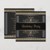 Elegant Black and Gold Party Kaart (Voorkant / Achterkant)