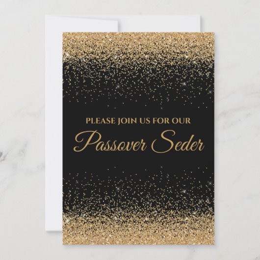 Elegant Black and Gold Passover Seder Invitation Feestdagenkaart (Voorkant)