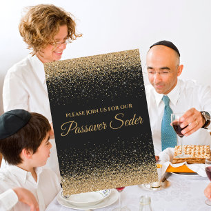 Elegant Black and Gold Passover Seder Invitation Feestdagenkaart