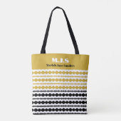 Elegant Black and Gold Pattern Initials and Name Tote Bag (Achterkant)