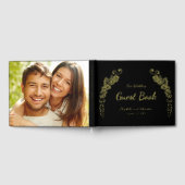 Elegant Black and Gold Photo Wedding Gastenboek (Volledig)
