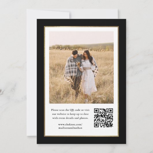 Elegant Black and Gold Photo Wedding Save The Date (Achterkant)
