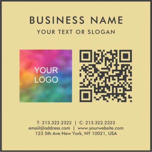 Elegant Black And Gold QR Code Logo Text L Large Sticker (Voorkant)