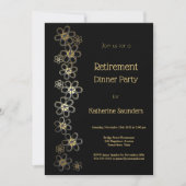 Elegant Black and Gold Retirement Dinner Party Kaart (Voorkant)