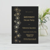 Elegant Black and Gold Retirement Dinner Party Kaart (Staand voorkant)