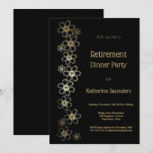 Elegant Black and Gold Retirement Dinner Party Kaart (Voorkant / Achterkant)