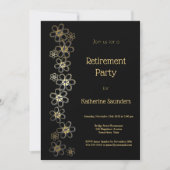 Elegant Black and Gold Retirement Party Kaart (Voorkant)