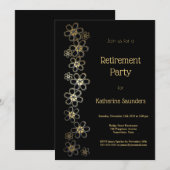 Elegant Black and Gold Retirement Party Kaart (Voorkant / Achterkant)