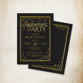 Elegant Black and Gold Retirement Party Kaart
