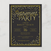 Elegant Black and Gold Retirement Party Uitnodiging Briefkaart (Voorkant)