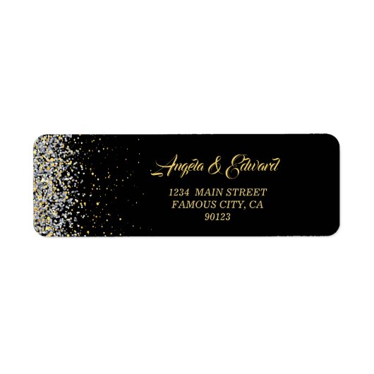 Elegant Black and Gold Return Address Label (Voorkant)