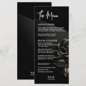 Elegant Black and Gold Roos Wedding Menu (Voorkant / Achterkant)