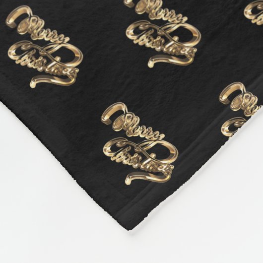 Elegant Black and Gold Script Merry Kerstmis Fleece Deken (Hoek)