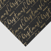 Elegant Black and Gold Script Merry Kerstmis Tissuepapier (Detail)