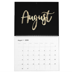 Elegant Black and Gold Script Typography Modern Kalender