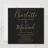 Elegant Black and Gold Signature Script Weduwen Kaart (Voorkant)