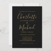 Elegant Black and Gold Signature Script Weduwen Kaart (Voorkant)