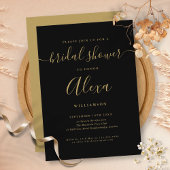 Elegant Black and Gold Signature Vrijgezellenfeest Kaart