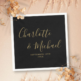 Elegant Black and Gold Signature Wedding Servet