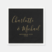 Elegant Black and Gold Signature Wedding Servet (Voorkant)