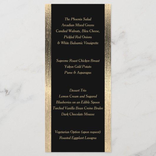 Elegant Black and Gold Starlights Weddenschap - Me Menu (Achterkant)