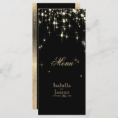 Elegant Black and Gold Starlights Weddenschap - Me Menu (Voorkant / Achterkant)