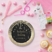 Elegant Black and Gold Starlights Weddenschap Papieren Bordje (Feest)