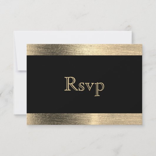 Elegant Black and Gold Starlights Wedding - RSVP (Voorkant)