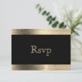 Elegant Black and Gold Starlights Wedding - RSVP (Staand voorkant)