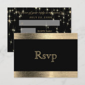 Elegant Black and Gold Starlights Wedding - RSVP (Voorkant / Achterkant)