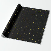 Elegant Black and Gold Stars and Sparkles Gift Cadeaupapier (Uitgerold)