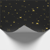 Elegant Black and Gold Stars and Sparkles Gift Cadeaupapier (Hoek)