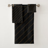 Elegant Black and Gold Striped Monogram Name Bad Handdoek (Insitu)
