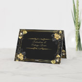 Elegant black and gold summer wedding bedankkaart (Achterkant)