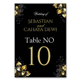 Elegant black and gold summer wedding kaart