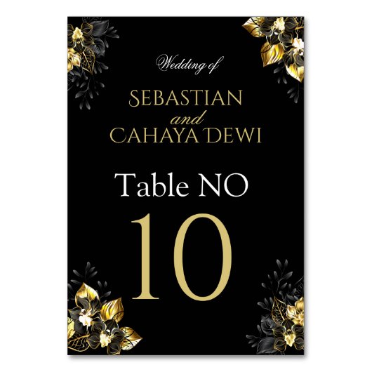 Elegant black and gold summer wedding kaart (Voorkant)