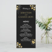 Elegant black and gold summer wedding menu (Staand voorkant)
