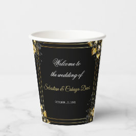 Elegant black and gold summer wedding papieren bekers