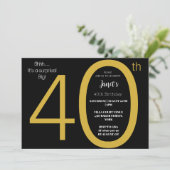 Elegant Black and Gold Surprise 40e verjaardag Kaart (Staand voorkant)