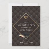 Elegant Black and Gold Virtual Graduparty Kaart (Voorkant)