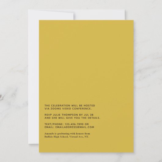 Elegant Black and Gold Virtual Graduparty Kaart (Achterkant)