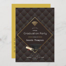 Elegant Black and Gold Virtual Graduparty Kaart