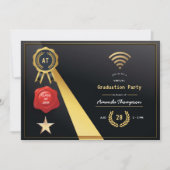 Elegant Black and Gold Virtual Graduparty Kaart (Voorkant)
