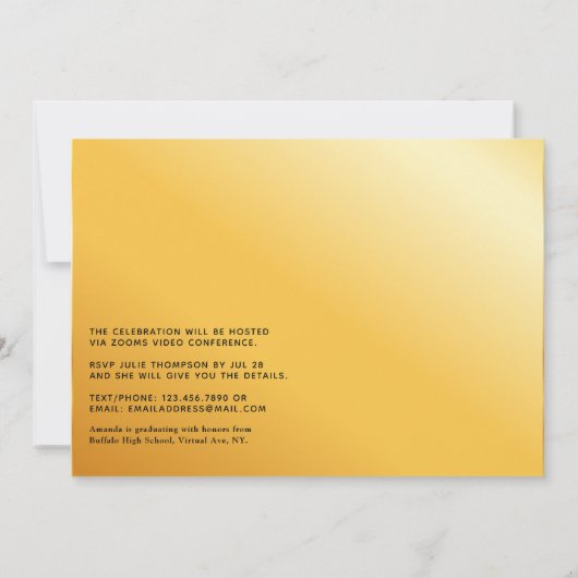 Elegant Black and Gold Virtual Graduparty Kaart (Achterkant)