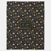 Elegant black and gold watercolor monogram throw fleece deken (Voorkant)
