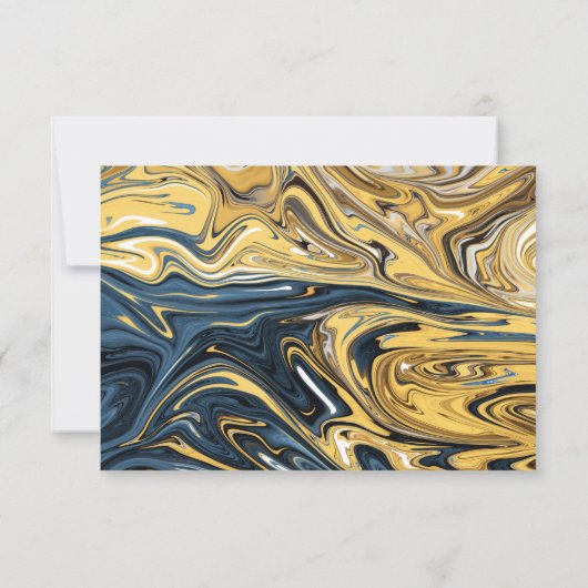 Elegant Black and Gold Waves Abstract huwelijk RSVP Kaartje (Achterkant)
