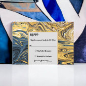 Elegant Black and Gold Waves Abstract huwelijk RSVP Kaartje