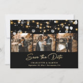 Elegant Black and Gold Wedding 4 Foto Save The Date (Voorkant)